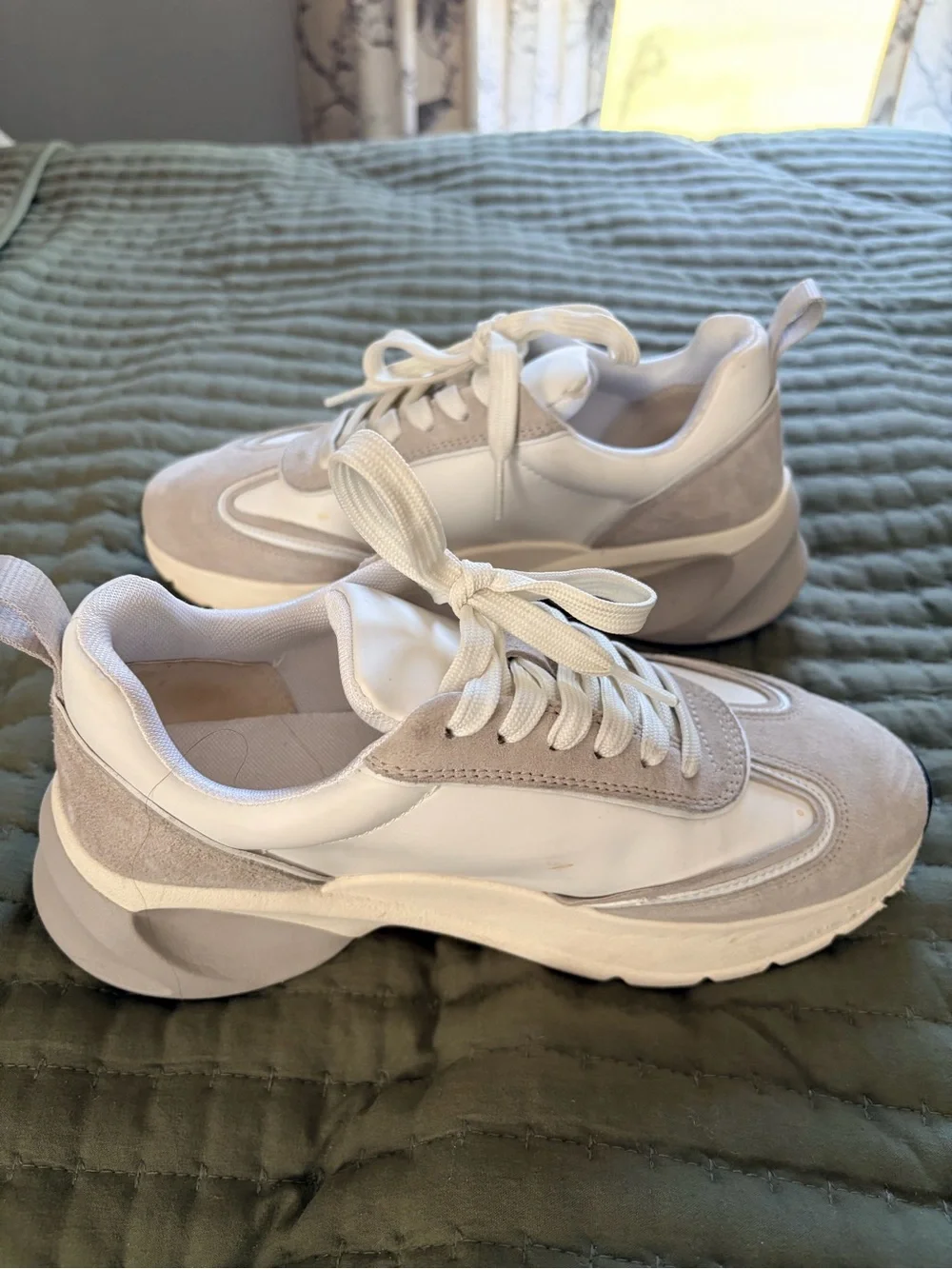 Women’s Cream and White Platform Sneakers - Designer-Inspired